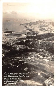 RPPC Marin County MT. Tamalpais Vogelperspektive 1935 Inverness Vintage Postkarte - Bild 1 von 2