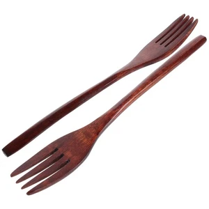2pz Forchette in Legno Manico Lungo per Insalata Cottura Miscelazione Legno Naturale Design - Foto 1 di 12