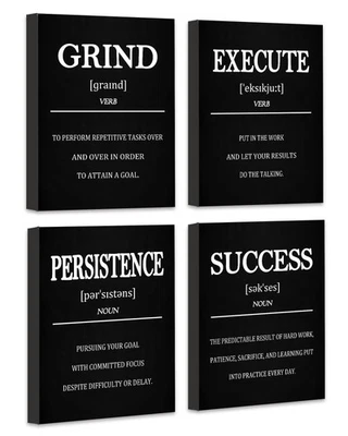 Inspirador arte de pared de lienzo de oficina con marcos de madera, decoración de pared motivacional... Foto 1 de 4