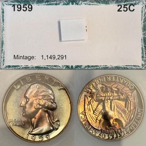 1959 25C Washington Silver Proof Quarter *Ungraded* PCI Holder, Rainbow Toned - Picture 1 of 15