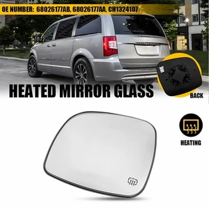 Mirror Glass For Grand 08-16 Dodge Caravan Chrysler Country Town & Driver Heated - Picture 1 of 11