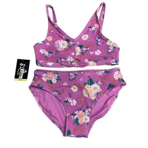 New Art Class Girls XL (14/16) UPF 50+ Pink Floral Daisy Bikini 2PC Swimsuit - Picture 1 of 3