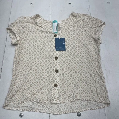 Market & Spruce Zia White Beige Button Down Printed Blouse Women's Size XL NEW - Image 1 of 4