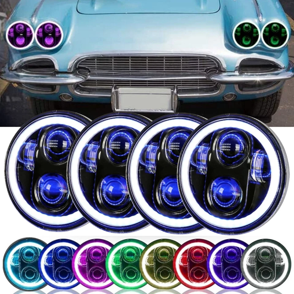 4PCS 5 3/4" 5.75 inch LED RGB Headlights Combo For Oldsmobile 442 98 F85 Cutlass Foto 1 de 4