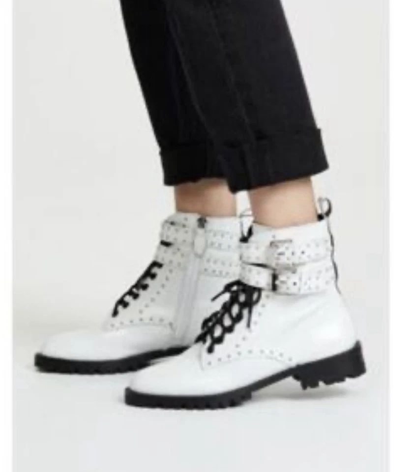 Rebecca Minkoff Jaiden Stud White Combat Boots Sz 9.5 Price Firm  - Image 1 of 4