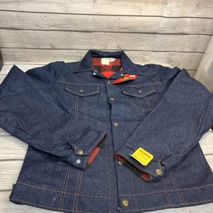 Vintage Key Imperial Sz 40 L Jean Denim Trucker Jacket Red Quilt Lined Work Wear - Picture 1 of 15