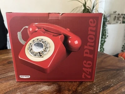 Wild Wood 746 Corded Phone in Red  Retro Push Button - Image 1 of 4