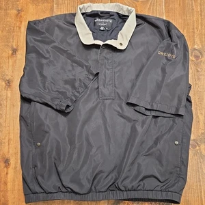 Dryjoys By FootJoy Short Sleeve 1/2 Zip Snap Overcoat Rain Jacket Black Mens XL - Picture 1 of 9