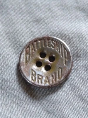 Antique Battleship Brand Metal Over Composition Work Clothes Button. - Image 1 of 4