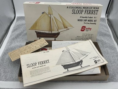NEW (Open Box) Sterling Models SLOOP FERRET 15.5" Wood Ship Model Kit Colonial - Image 1 of 4