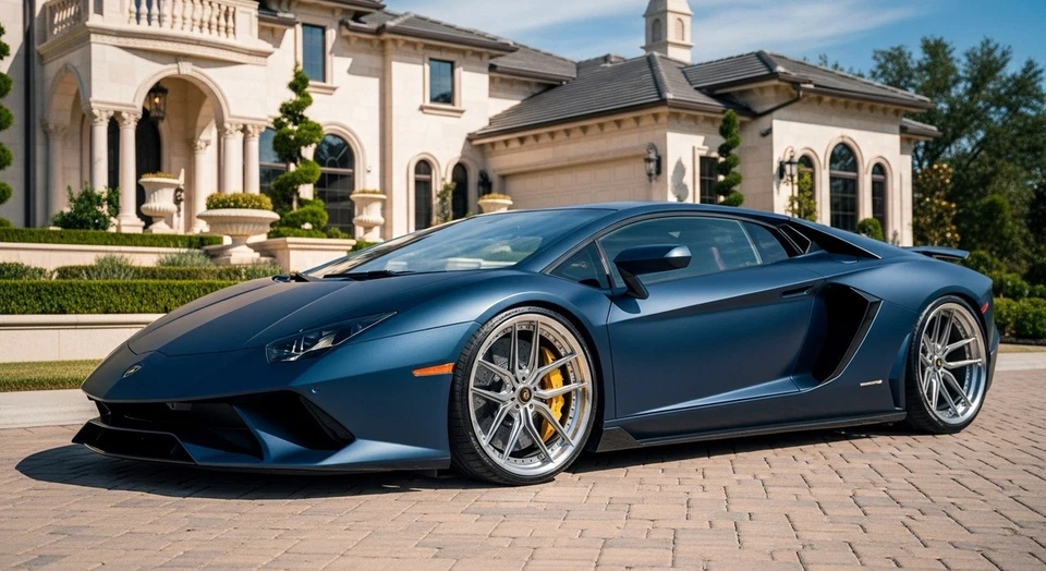 Envoltura de coche azul marino satinado | Lamborghini Aventador LP740-4 LP750-4 SuperVeloce Foto 1 de 1