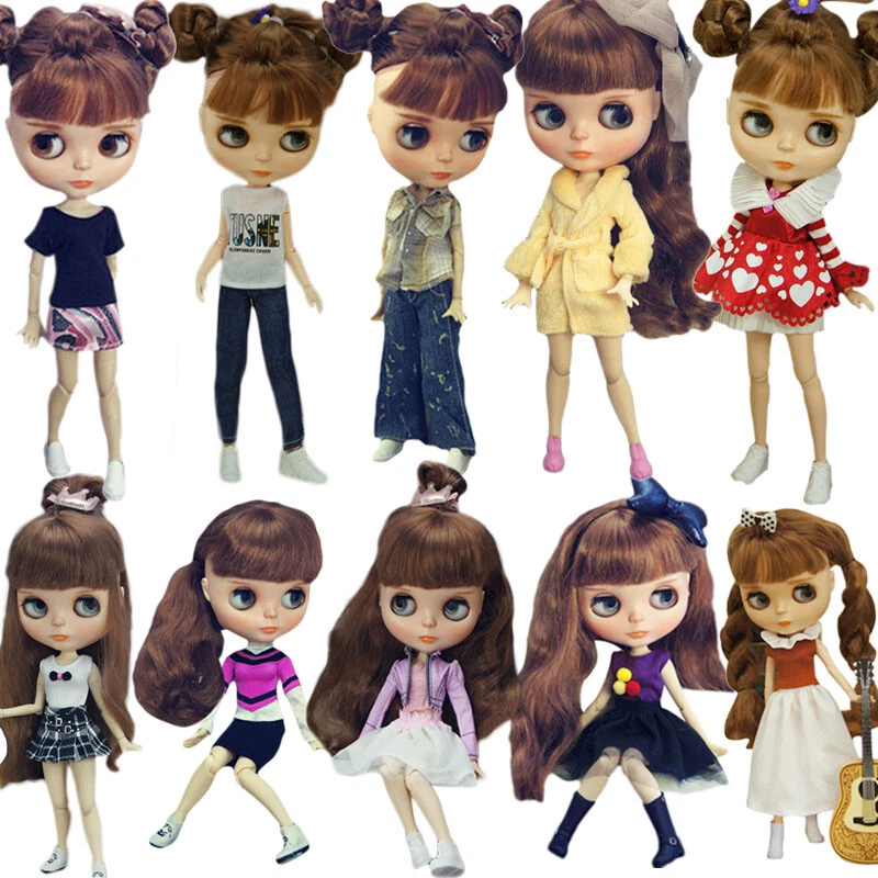 10pcs Random Fashion Doll Clothes For Blyth Dolls Outfits Dress Top Pants 1:6 - Image 1 of 4