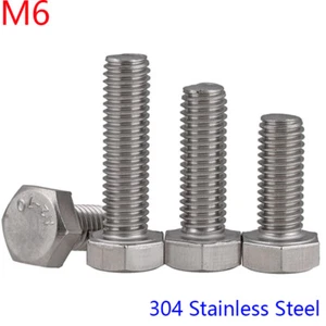 Tornillos de cabeza hexagonal métrica de rosca completa de acero inoxidable M6 - 1.0 304 DIN933 - Imagen 1 de 4