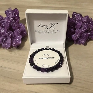 Lucy K Genuine semi precious bracelet Amethyst for protection (F03) - Picture 1 of 5