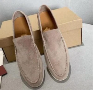 Classic Suede Slip-On Flat Casual Shoes Retro Loafers Men's Shoes Formal - Picture 1 of 31