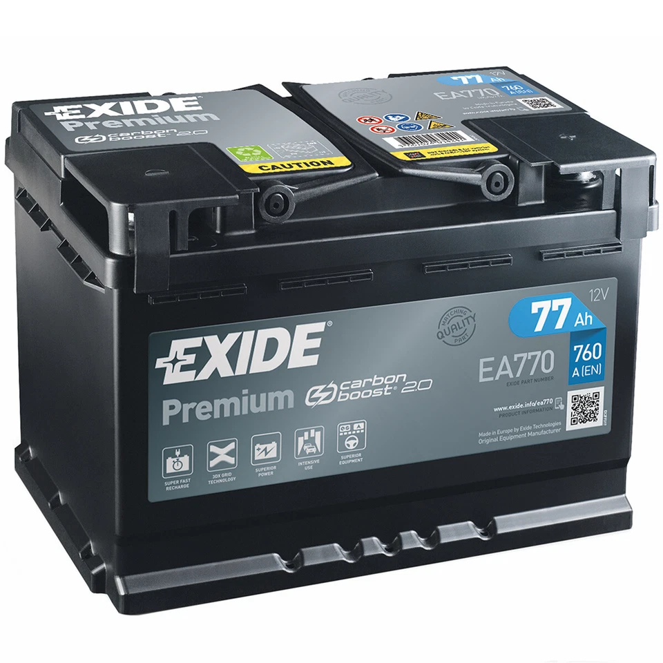 Exide Autobatterie 77AH 12V Premium Carbon Boost EA770 ersetzt 72Ah 74Ah 80Ah - Bild 1 von 4