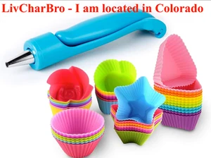 48 Piece Silicone Cupcake Muffin Baking Cups Liners Reusable Non-Stick Cake Mold - Picture 1 of 8