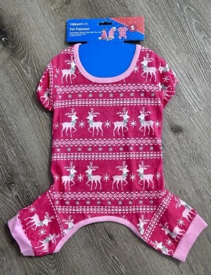 Pijamas pequenos para cães de 10 a 20 lb. Rena rosa nova - Imagem 1 de 4