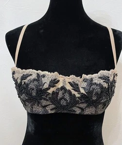 Victoria's Secret Push Up Bügel-BH 36B beige durchsichtig Spitze Pailletten Akzente - Bild 1 von 12