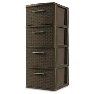 Sterilite 4 Drawer Weave Tower Plastic, Espresso - Picture 1 of 3
