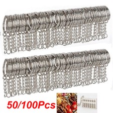 50/100Pcs Keyring Blanks 25mm Silver Tone Keychain Key Fob Split Rings Chain Diy