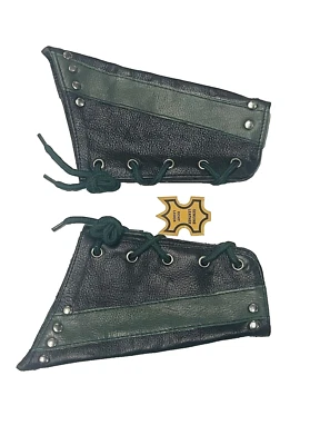 Brazalete pulsera brazalete guantelete cuero real genuino 2 piezas rayas verdes par Foto 1 de 2