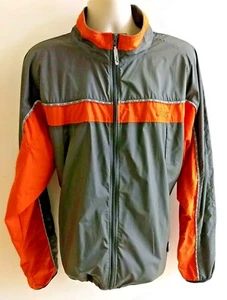ASICS Men's L Rain Windbreaker Jacket Orig $60 Gray & Burnt Orange Top Condition - Picture 1 of 12
