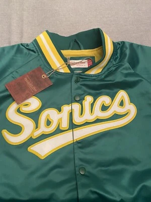 ¡NUEVO! Chaqueta Mitchell & Ness Verde NBA Seattle Supersonics Ligera Satén 2XL Foto 1 de 4
