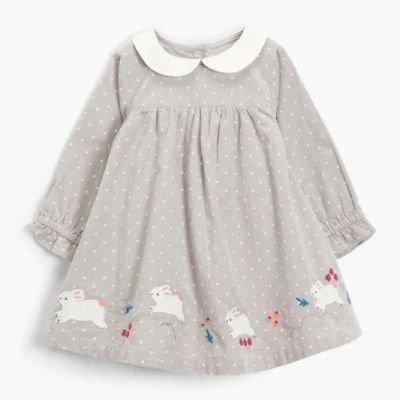 NEW Easter Bunny Rabbits Girls Smocked Gray Dress 2T 3T 4T 5T 6 7 - Image 1 of 4