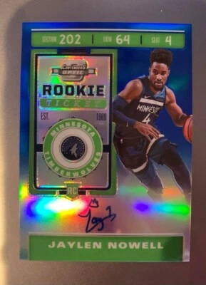 Jaylen Nowell Blue Prizm /99 2019 Contenders Optic Rookie Ticket Auto Variation - Image 1 of 2