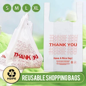 1000X Heavy Duty Reusable Recyclable Singlet Bags Grocery Shopping Checkout Bags - Picture 1 of 15
