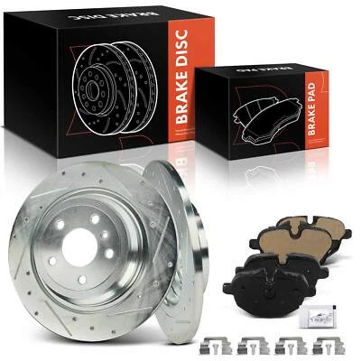 6 peças rotor de freio traseiro perfurado e pastilha de freio de cerâmica para BMW F10 528i 535i xDrive - Imagem 1 de 4