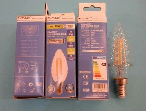 LAMPADINA LED TORTIGLIONE  V-TAC E14 4W=40W CANDELA FILAMENTO LUCE CALDA 2700K - Picture 1 of 1