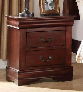 2-Drawer Nightstand Wooden Cherry Finish End Table Storage Bedroom Furniture - Picture 1 of 6