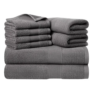 8-Piece Towel Set Bath Towels Hand Towels Face Towels 100% Cotton Super Soft - Picture 1 of 48