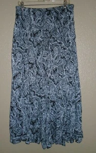 New Direction Black/White Paisley Stretch Pull On Maxi Skirt Women's  Large  EUC - Picture 1 of 10