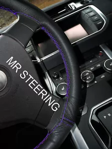 FOR VW PASSAT B6 2005-2010 LEATHER STEERING WHEEL COVER PURPLE DOUBLE STITCHING - Picture 1 of 4