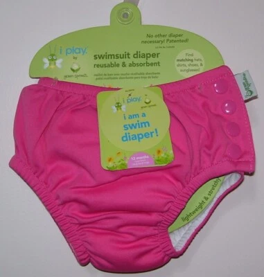 Girls I PLAY by Green Sprouts Pink Reusable & Absorbent Swim Diaper 12M - Image 1 of 2