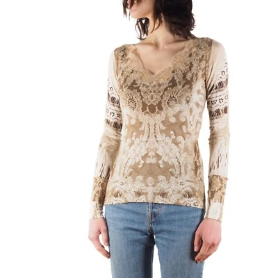Roberto Cavalli Class Vintage Women's Floral Lace Top Blouse size IT42 / US8 - Image 1 of 4