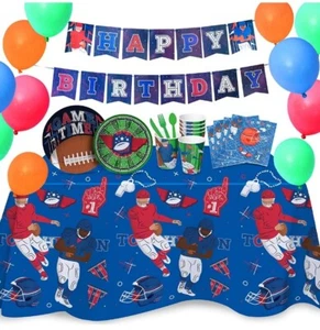 Sports Football Party Supplies Plates Cups Utensil Banner/Decorations Serves 16  - Picture 1 of 6