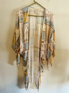 STYLE RACK Boho Coastal Cowgirl Paisley Patchwork Long Kimono Small - Picture 1 of 8