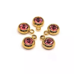 4, 20 or 50 BULK Stainless Steel 18k Gold October Birthstone-US Seller-PK1272 - Picture 1 of 3
