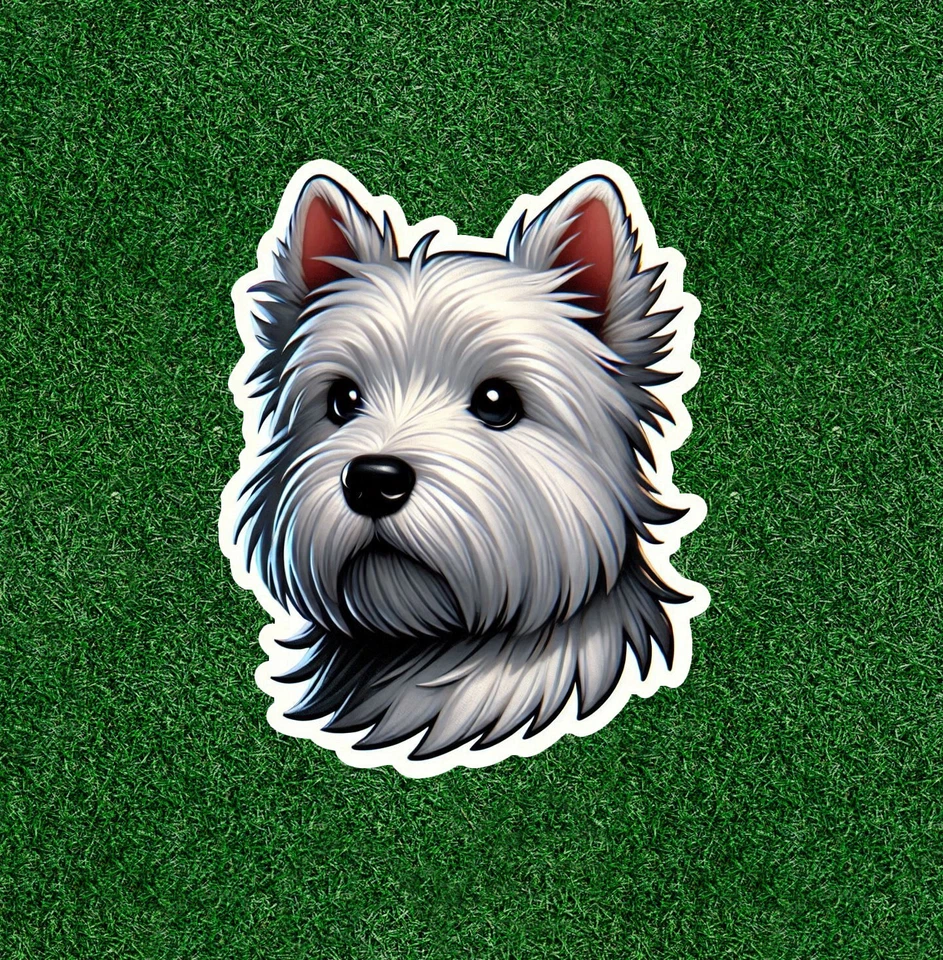 Cute Westie West Highland White Terrier dog waterproof vinyl sticker- many sizes - Image 1 of 1
