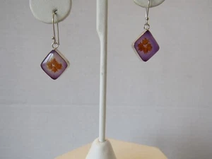 Vintage Sterlingsilber Mexiko 3D echte gepresste Blume Mexiko Ohrhänger - Bild 1 von 7