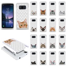 For Samsung Galaxy S8 Active G892A 5.8" Cat Design Bling Hybrid Case Cover