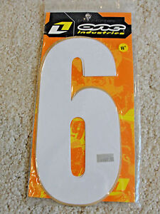 One Industries Pre-Cut Numbers # 6 Decal Sticker 8" White 