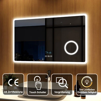 LED Badspiegel Touch mit Beleuchtung Make-up Spiegel Wandspiegel Lichtspiegel - Bild 1 von 4
