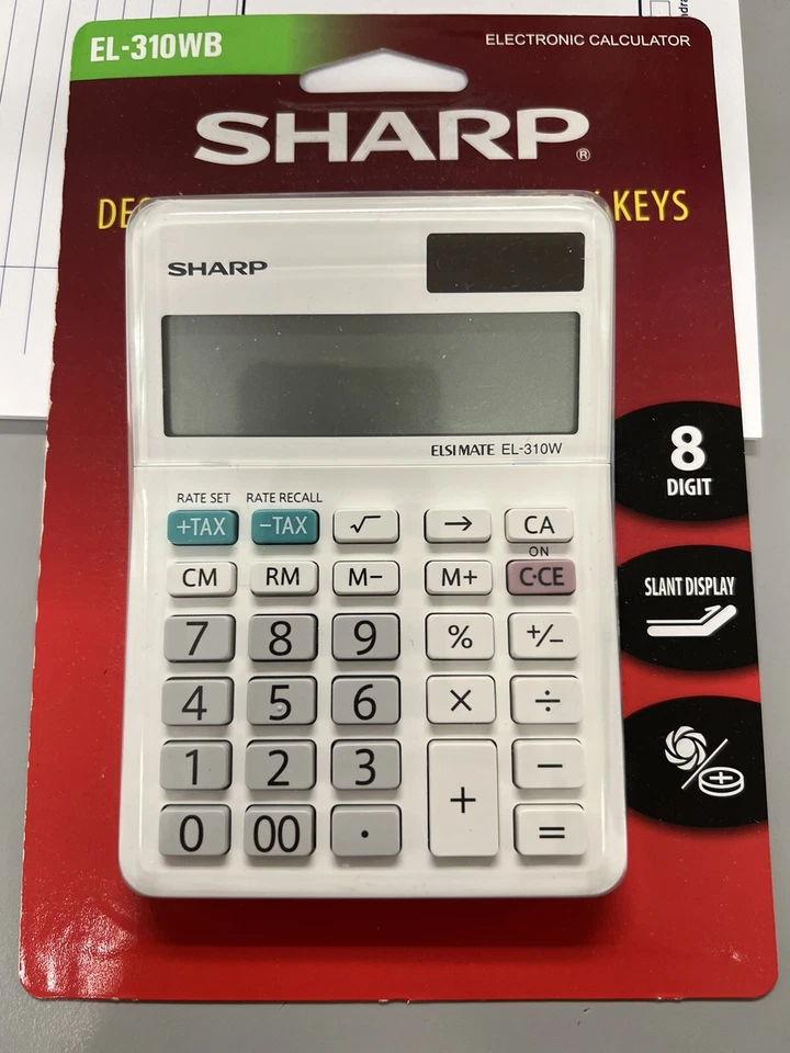 Sharp EL-310WB. Mini-Desktop Calculator With Tax Keys. Brand New. - Image 1 of 1