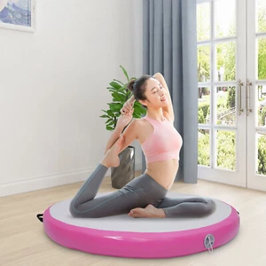 100x10cm Rundes Sprungbrett Heim Tumbling Aufblasbare Gymnastik-Yoga-Matte Rosa - Bild 1 von 19