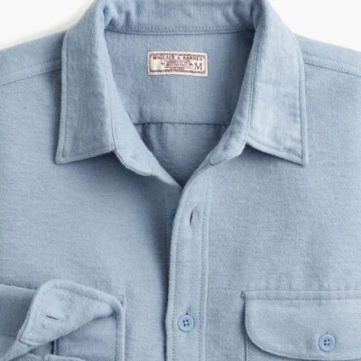$138 NWT J. Crew Wallace Barnes Light Blue L heavy Chamois Flannel Cotton shirt - Image 1 of 4